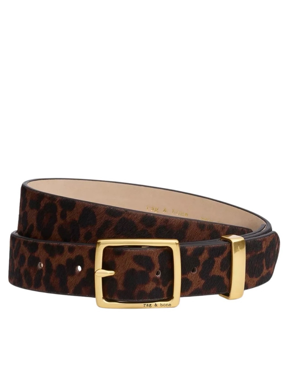 rag & bone Leopard Calf-Hair Leather Belt with Gold Buckle